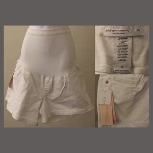 NWT Liz Lange Maternity Midi Shorts Women's Size XL, White Denim